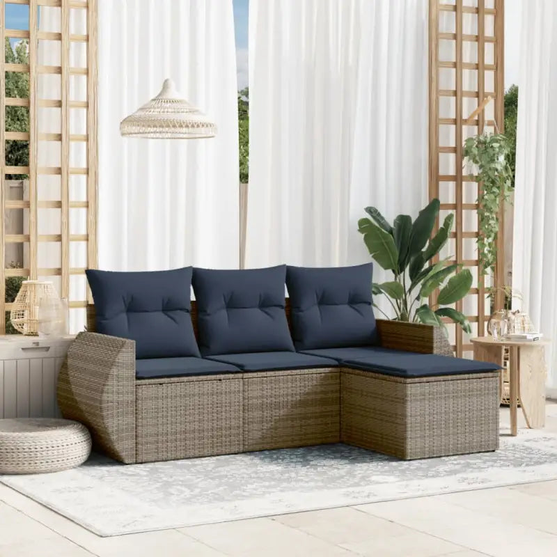 Grijze loungeset met gepoedercoat staal en waterdichte tas voor buitenplezier - grijs en marineblauw / Zonder tafel