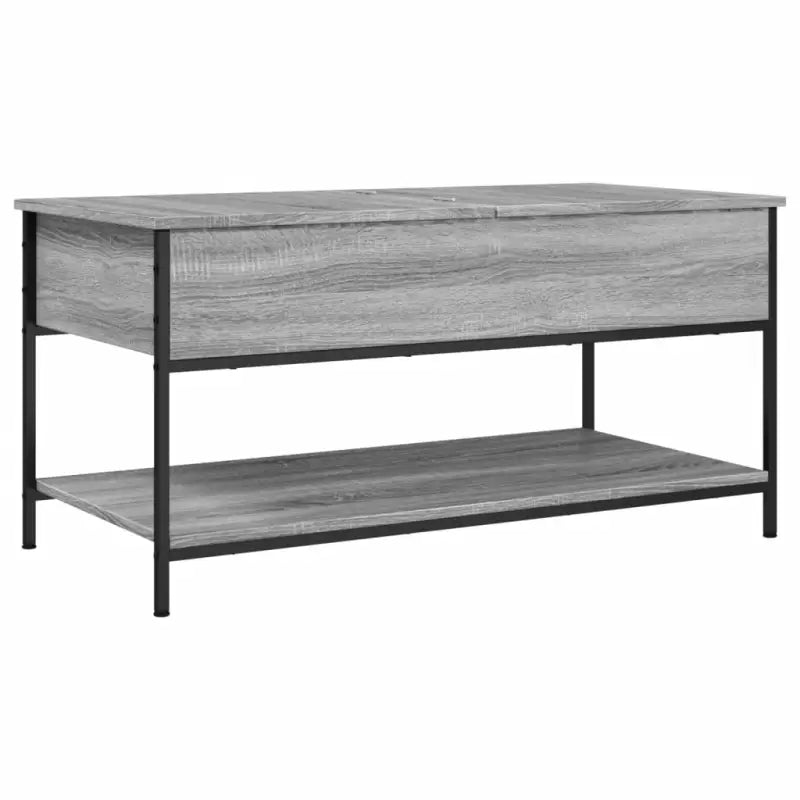 Grijze Salontafel met bewerkt hout en verstelbare poten - Salontafels
