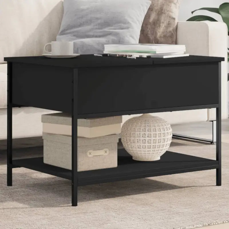 Grijze Salontafel met bewerkt hout en verstelbare poten - Zwart / 1 / 70 cm - Salontafels