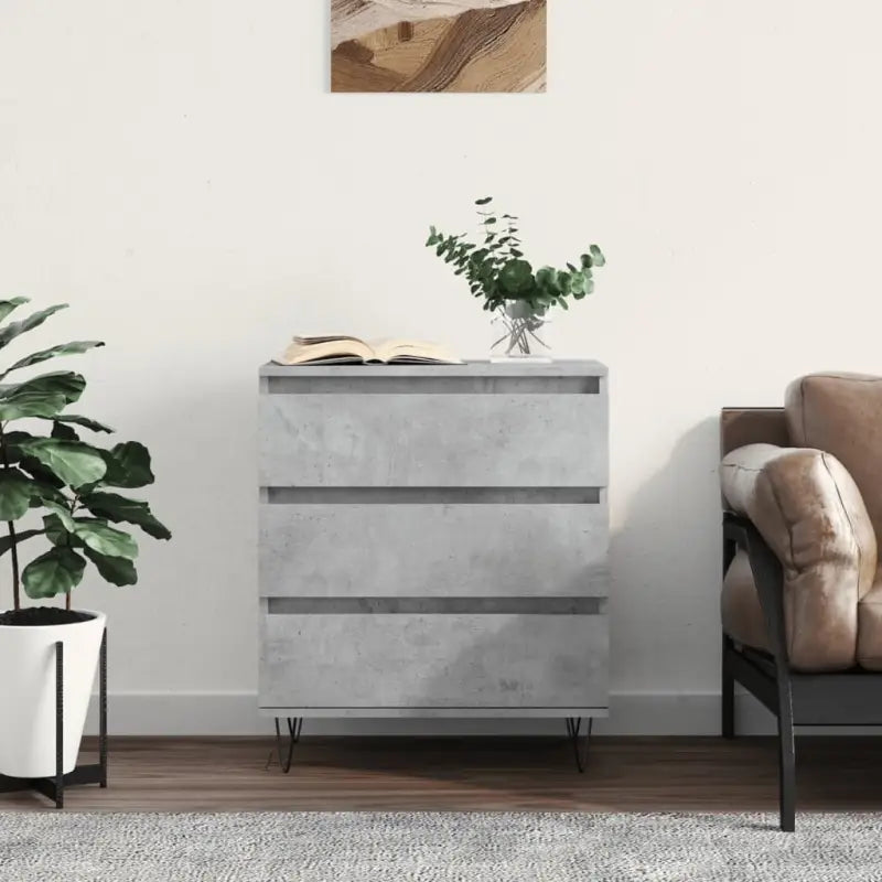 Grijze Sonoma Dressoir met bewerkt hout en ijzeren poten - Betongrijs / 1 - Dressoirs & buffetkasten