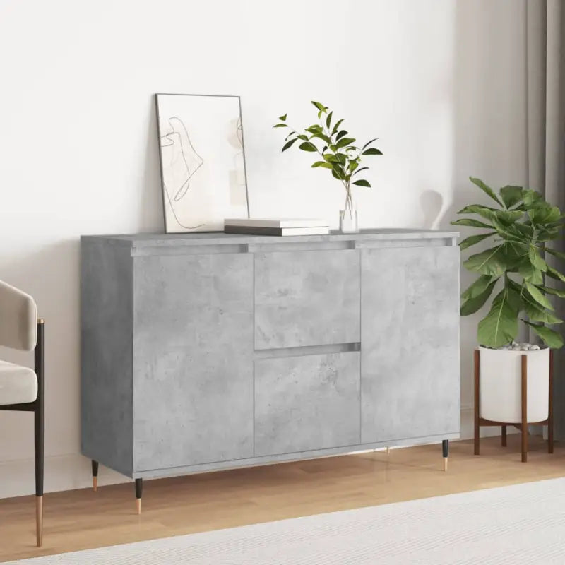 Grijze Sonoma dressoir met bewerkt hout en ijzeren poten - Betongrijs / 1 - Dressoirs & buffetkasten