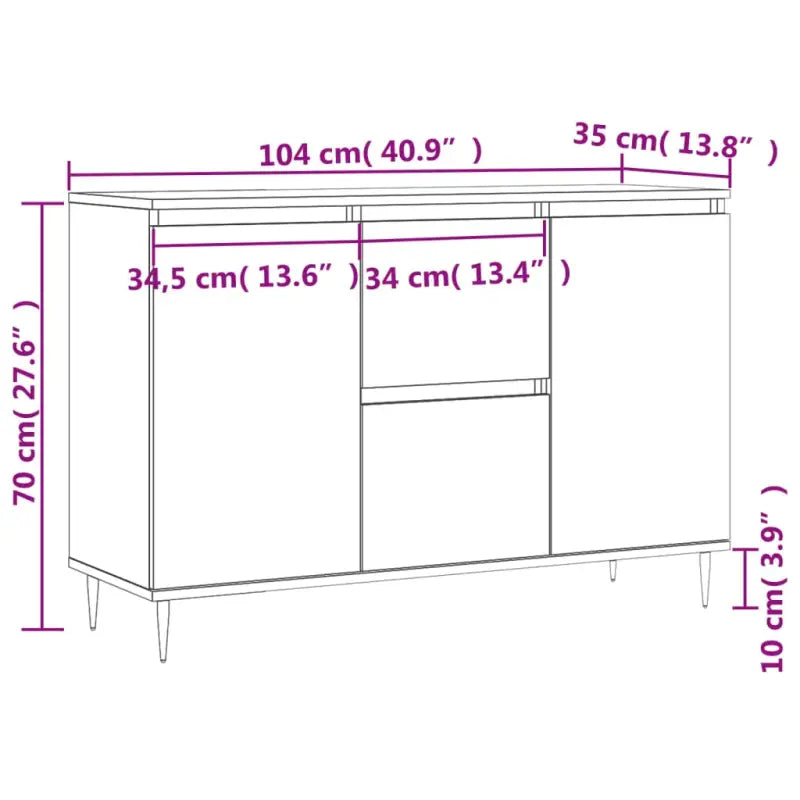Grijze Sonoma dressoir met bewerkt hout en ijzeren poten - Dressoirs & buffetkasten