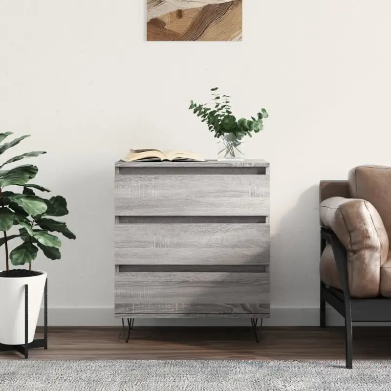 Grijze Sonoma Dressoir met bewerkt hout en ijzeren poten - Grijs sonoma / 1 - Dressoirs & buffetkasten