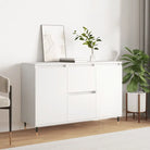Grijze Sonoma dressoir met bewerkt hout en ijzeren poten - Wit / 1 - Dressoirs & buffetkasten