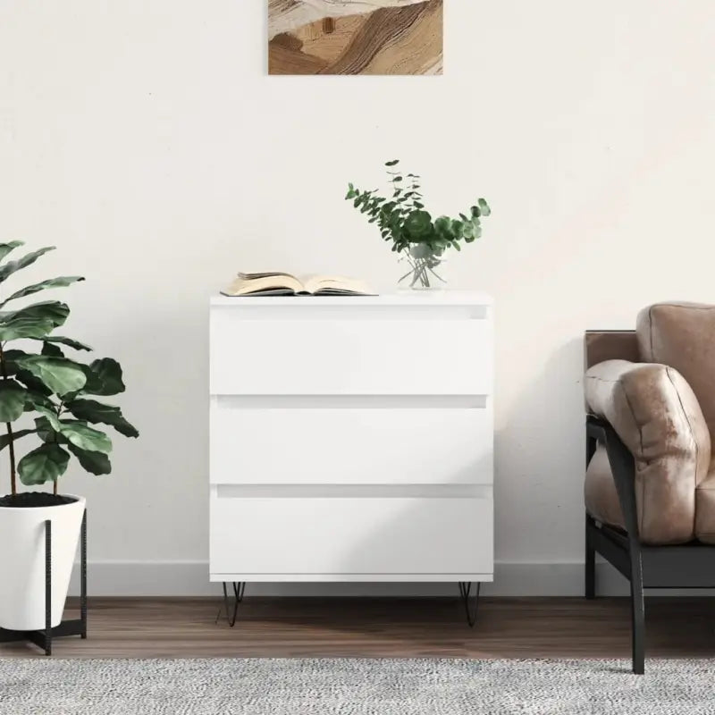 Grijze Sonoma Dressoir met bewerkt hout en ijzeren poten - Wit / 1 - Dressoirs & buffetkasten