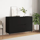 Grijze Sonoma dressoir met bewerkt hout en ijzeren poten - Zwart / 1 - Dressoirs & buffetkasten