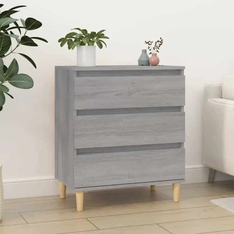 Grijze Sonoma dressoir met houten poten en bewerkt hout - Dressoirs & buffetkasten