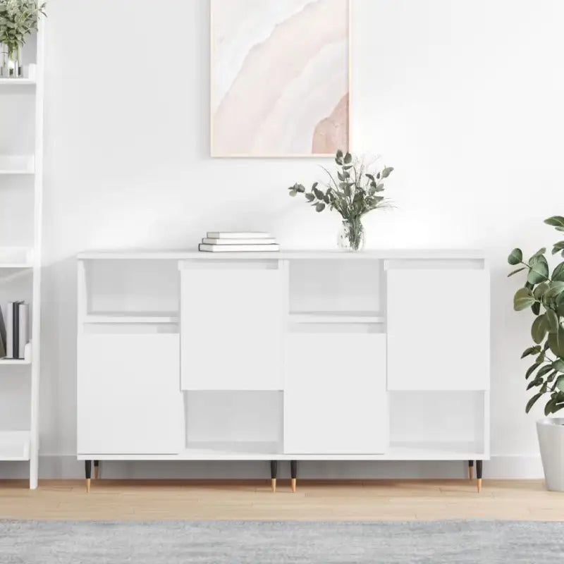 Grijze Sonoma dressoirs en buffettafels van bewerkt hout - Hoogglans wit / 2 - Dressoirs & buffetkasten