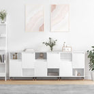 Grijze Sonoma dressoirs en buffettafels van bewerkt hout - Wit / 3 - Dressoirs & buffetkasten
