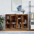 Grijze Sonoma Dressoirs met Extra Opbergruimte en Bewerkt Hout - Gerookt eiken / 2 / Groefzwart - Dressoirs &