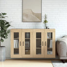 Grijze Sonoma Dressoirs met Extra Opbergruimte en Bewerkt Hout - Hoogglans wit / 2 / Metaal zwart - Dressoirs &