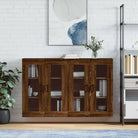 Grijze Sonoma Dressoirs met Extra Opbergruimte en Bewerkt Hout - bruin eikenkleur / 2 / U-vorm zwart - Dressoirs &