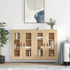 Grijze Sonoma Dressoirs met Extra Opbergruimte en Bewerkt Hout - Sonoma eiken / 2 / Leer - Dressoirs & buffetkasten