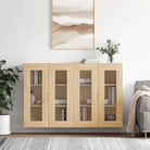 Grijze Sonoma Dressoirs met Extra Opbergruimte en Bewerkt Hout - Sonoma eiken / 2 / Buis goud - Dressoirs & buffetkasten