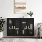 Grijze Sonoma Dressoirs met Extra Opbergruimte en Bewerkt Hout - Zwart / 2 / Buis goud - Dressoirs & buffetkasten