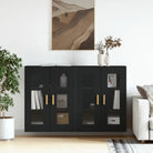 Grijze Sonoma Dressoirs met Extra Opbergruimte en Bewerkt Hout - Zwart / 2 / Hout - Dressoirs & buffetkasten