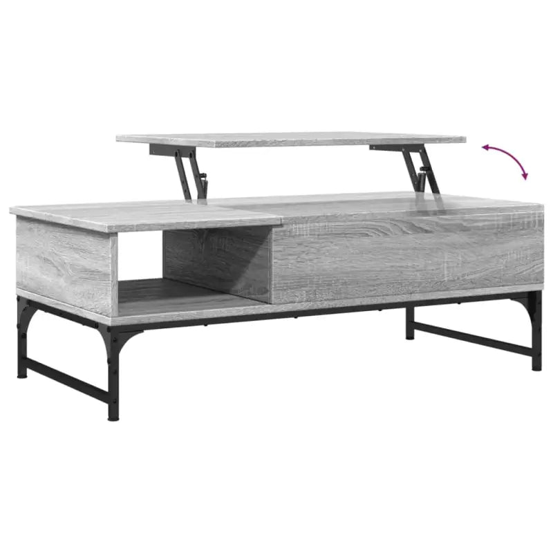 Grijze Sonoma salontafel met bewerkt hout en verstelbare poten - Salontafels