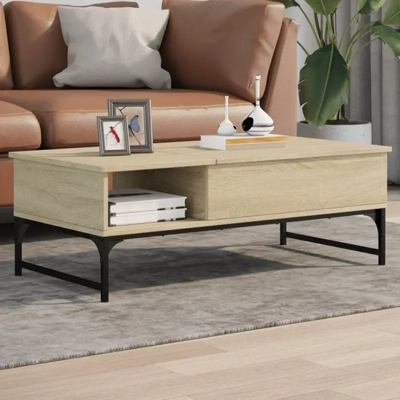 Grijze Sonoma salontafel met bewerkt hout en verstelbare poten - Sonoma eiken / 1 - Salontafels