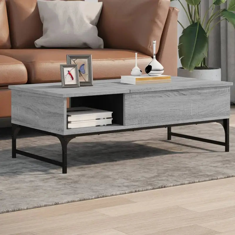 Grijze Sonoma salontafel met bewerkt hout en verstelbare poten - Grijs sonoma / 1 - Salontafels