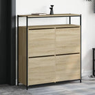 Grijze Sonoma schoenenrek in bewerkt hout voor smalle ruimtes - Sonoma eiken / 1 / 100 cm - Schoenenrekken