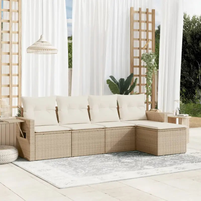 Grijze tuin loungeset met waterdichte tas en gepoedercoat staal - beige en crèmekleurig / Zonder tafel - Tuinsets