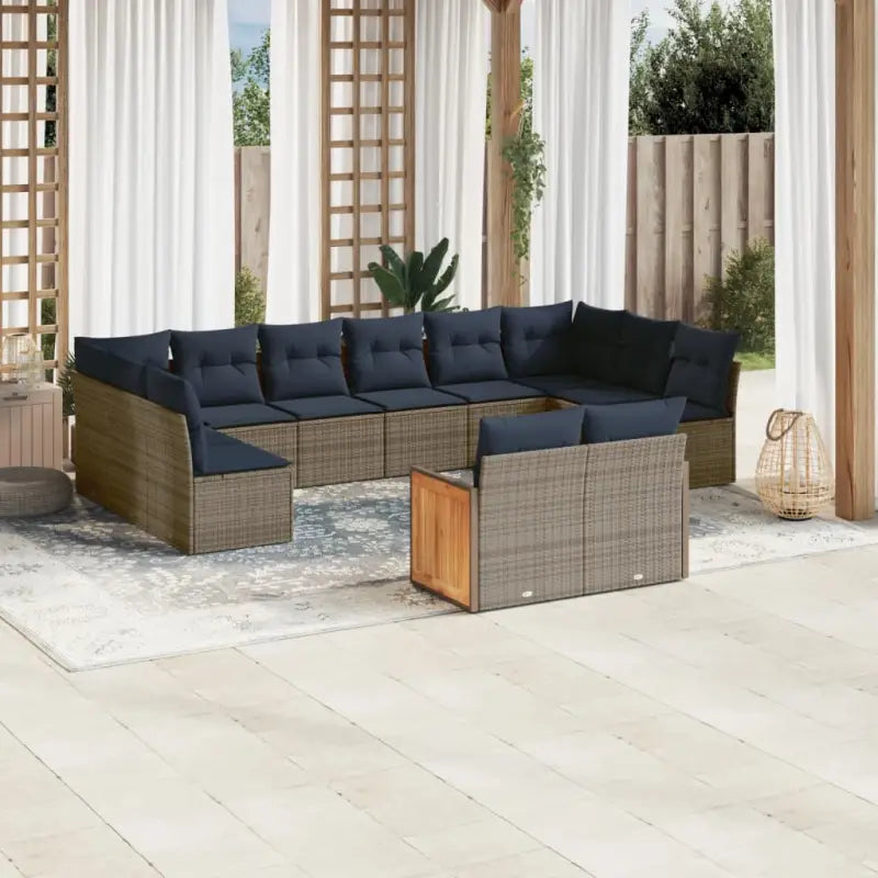 Grijze tuinset met waterdichte zak en gepoedercoat staal voor buiten - Grijs en blauw / Zonder tafel - Tuinsets