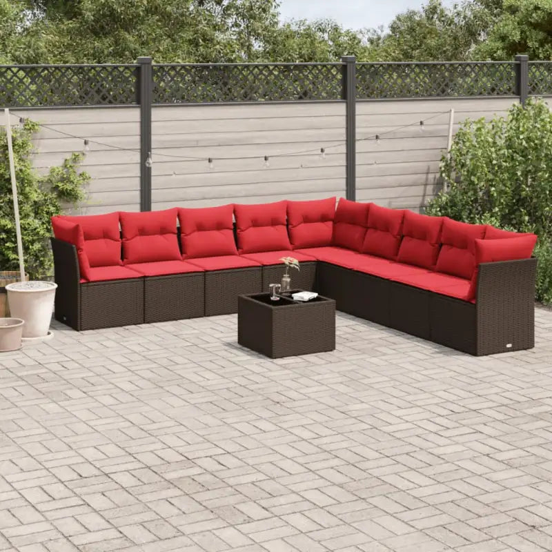 Grote Loungeset in Grijs Materiaal met Waterdichte Tas en Gepoedercoat Staal - Bruin / Met tafel - Tuinsets