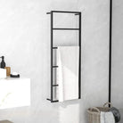 Handdoekrek en houder van stevig staal voor badkamer - Zwart / 45 x 10 x 115 cm - Handdoekrekken & -houders