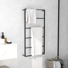 Handdoekrek en houder van stevig staal voor badkamer - Zwart / 60 x 10 x 116 cm - Handdoekrekken & -houders