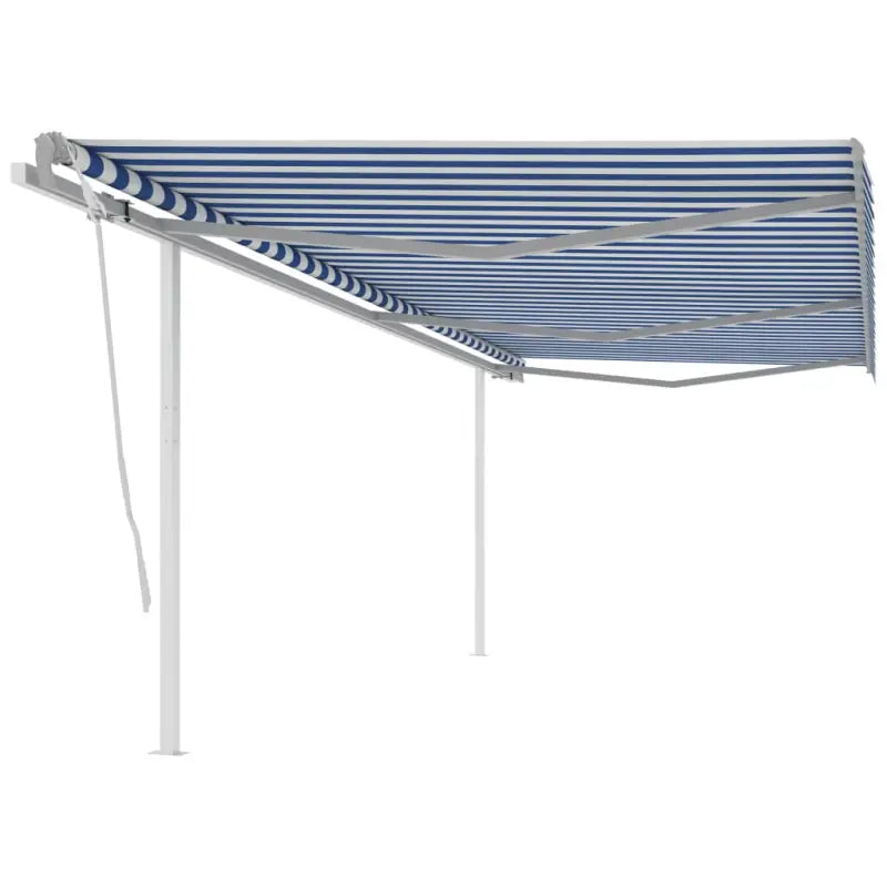 Handmatige uitschuifbare terrasluifel met gepoedercoat aluminium frame - Blauw en wit / 6 x 3 m / 1 - Zonwering