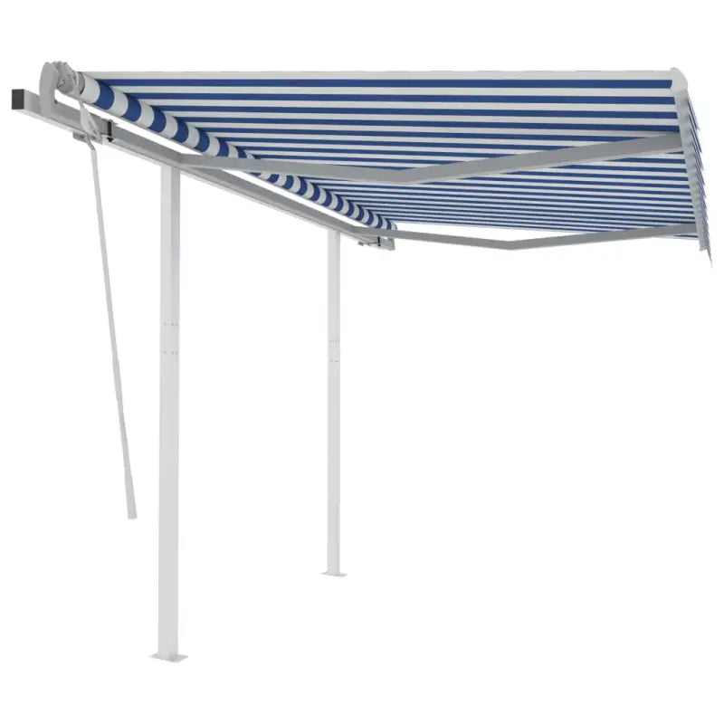Handmatige uitschuifbare terrasluifel met gepoedercoat aluminium frame - Blauw en wit / 3 x 2.5 m / 1 - Zonwering