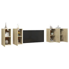 Hangende televisiekastenset van bewerkt hout voor een trendy woonkamer - Tv-meubels