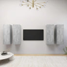 Hangende televisiekastenset van bewerkt hout voor een trendy woonkamer - Betongrijs / 4 / 90 cm - Tv-meubels