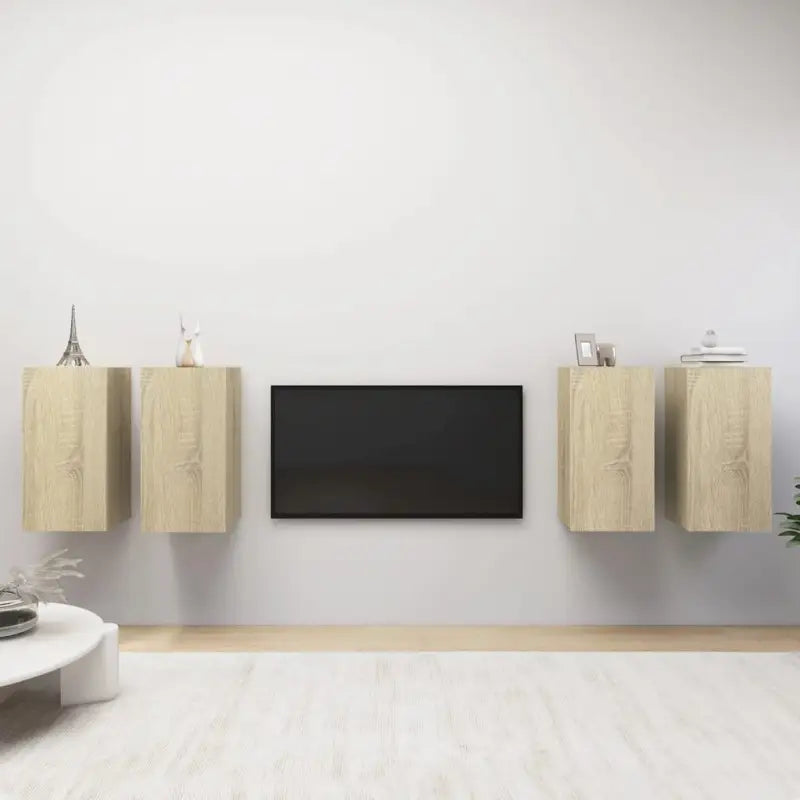Hangende televisiekastenset van bewerkt hout voor een trendy woonkamer - Sonoma eiken / 4 / 60 cm - Tv-meubels