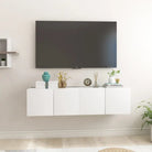 Hangende Tv-meubel in hoogglans wit met modern ontwerp - Wit / 2 - Tv-meubels