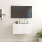 Hangende Tv-meubel in hoogglans wit met modern ontwerp - Tv-meubels
