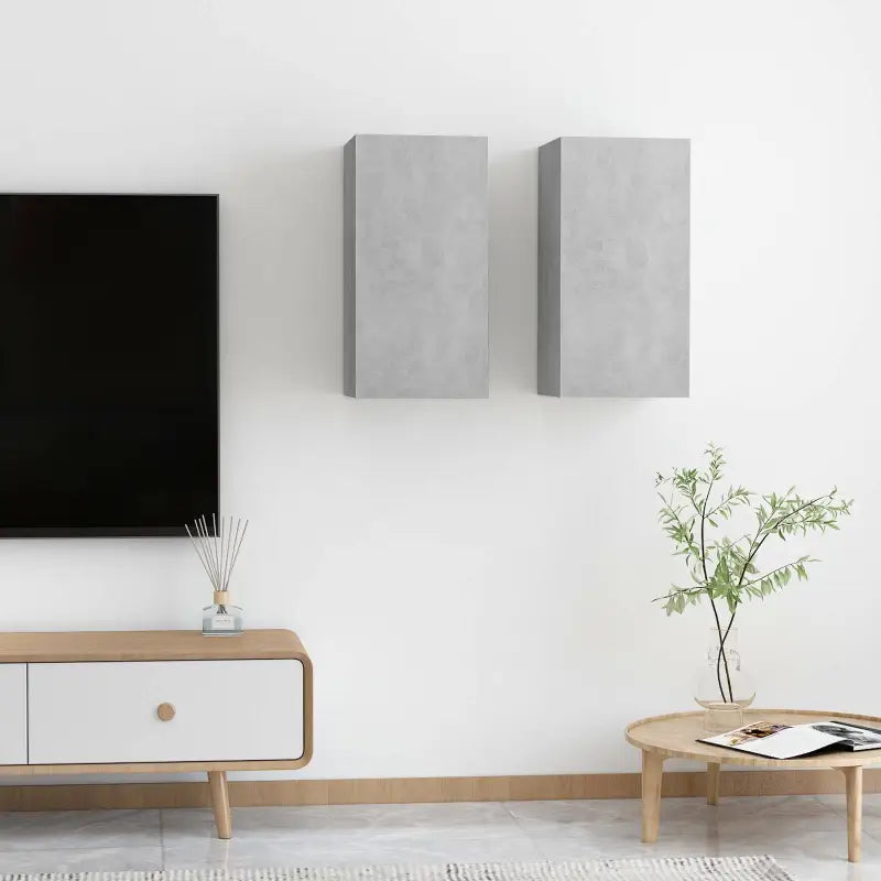 Hangende Tv-meubel van bewerkt hout voor een trendy woonkamer sfeer - Betongrijs / 2 / 60 cm - Tv-meubels