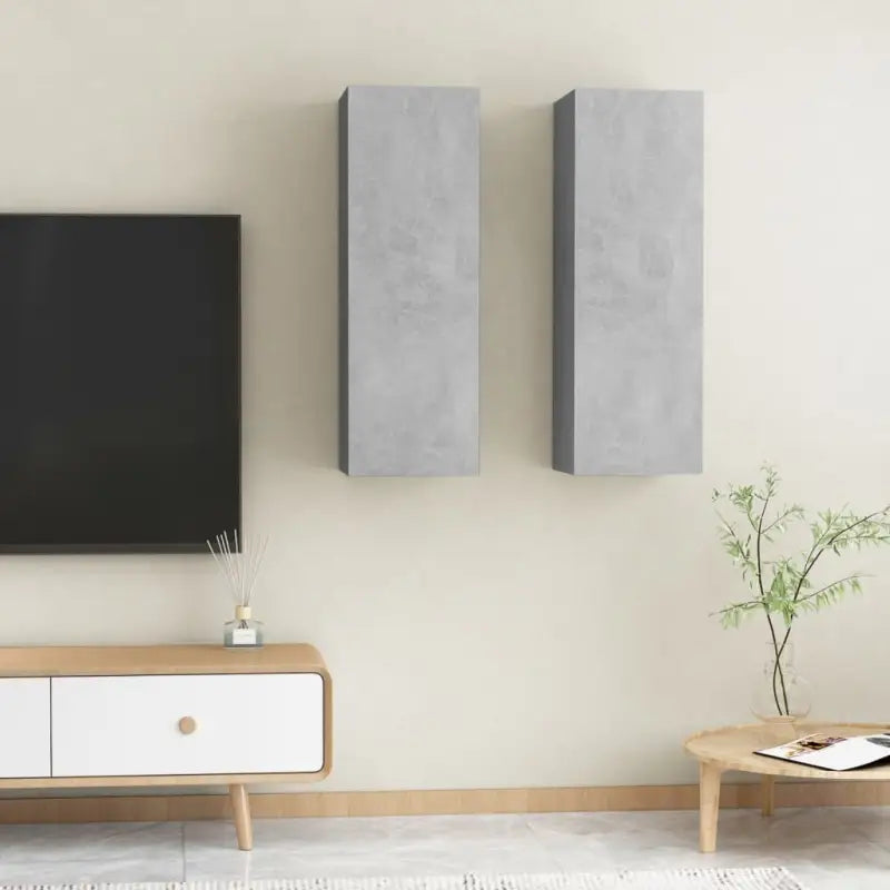 Hangende Tv-meubel van bewerkt hout voor een trendy woonkamer sfeer - Betongrijs / 2 / 90 cm - Tv-meubels