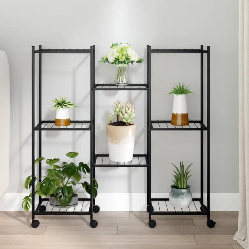 Hoek-Plantenstandaard van IJzer voor Decoratie en Tuingebruik - 1 / Met wiel - Plantenstandaarden