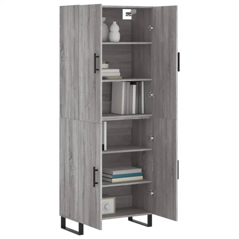 Hoge kast grijs sonoma van bewerkt hout met unieke charme - Dressoirs & buffetkasten