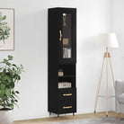 Hoge kast in grijs sonoma met ijzeren poten voor een trendy interieur - Zwart / 1 / 2 lades 2 schappen - Dressoirs &
