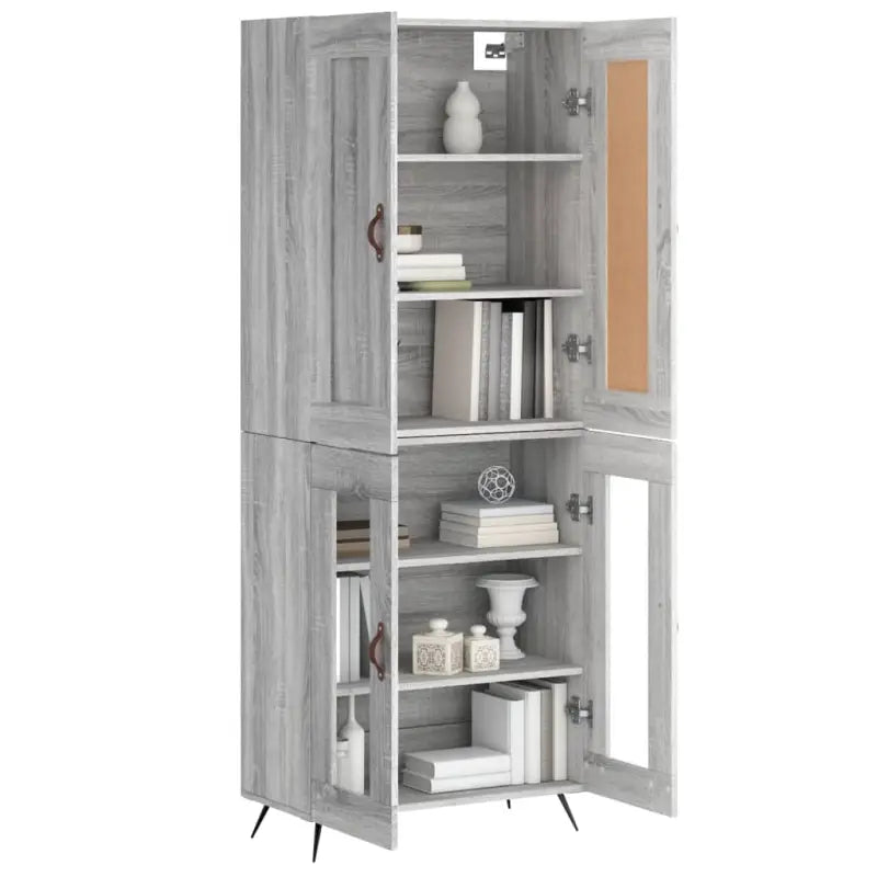 Hoge kast in grijs sonoma met ijzeren poten voor een trendy interieur - Dressoirs & buffetkasten