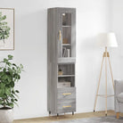Hoge kast in grijs sonoma met ijzeren poten voor een trendy interieur - Grijs sonoma / 1 / 2 lades 2 schappen