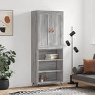 Hoge kast in grijs sonoma met ijzeren poten voor een trendy interieur - Grijs sonoma / 1 / 3 schappen - Dressoirs &