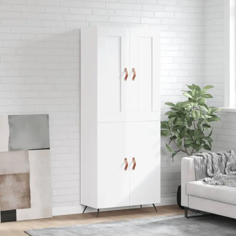 Hoge kast in grijs sonoma met ijzeren poten voor een trendy interieur - Hoogglans wit / 1 / 2 deuren - Dressoirs &
