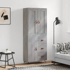 Hoge kast in grijs sonoma met ijzeren poten voor een trendy interieur - Grijs sonoma / 1 / 1 deur 3 lades - Dressoirs &