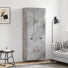 Hoge kast in grijs sonoma met ijzeren poten voor een trendy interieur - Betongrijs / 1 / 2 deuren 2 lades - Dressoirs &