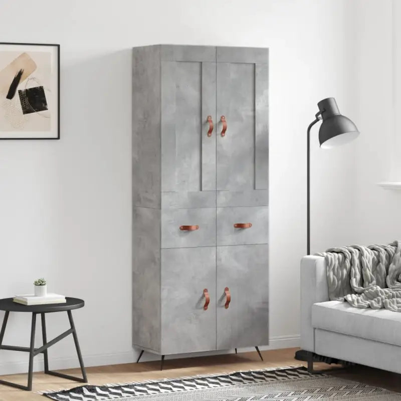 Hoge kast in grijs sonoma met ijzeren poten voor een trendy interieur - Betongrijs / 1 / 2 deuren 2 lades - Dressoirs &