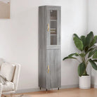 Hoge kast in grijs sonoma met ijzeren poten voor een trendy interieur - Grijs sonoma / 1 / 1 deur - Dressoirs &