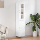 Hoge kast in grijs sonoma met ijzeren poten voor een trendy interieur - Wit / 1 / 1 deur - Dressoirs & buffetkasten